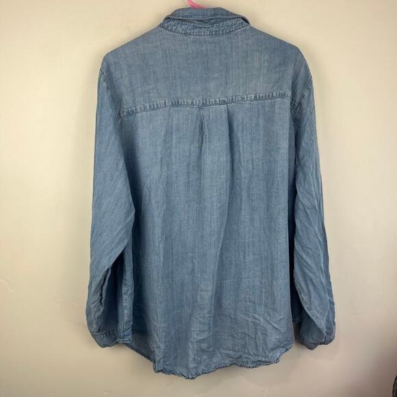 Cloth and stone chambray button up long sleeve tencel shirt womens size 2x - Picture 5 of 7